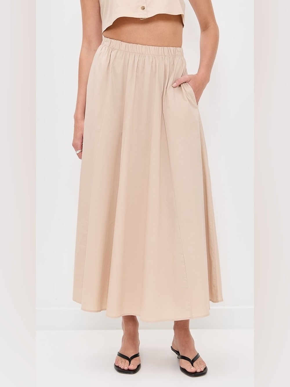 LE BOP Martha Poplin Skirt in Khaki – Size XS